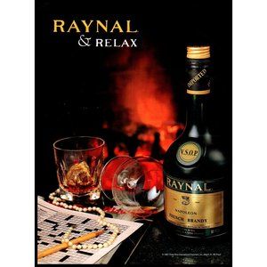 1988 Raynal Napoleon Brandy Vintage Print Ad Fireplace Crossword Pearls Wall Art